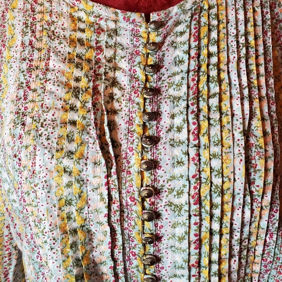 Anthropologie Maeve Gelise Pleated Floral Blouse S/P - Picture 4 of 9